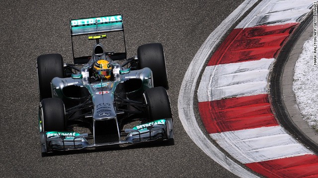 Lewis Hamilton in action at the Shanghai International Circuit during Saturday&#39;s qualifying session. 
