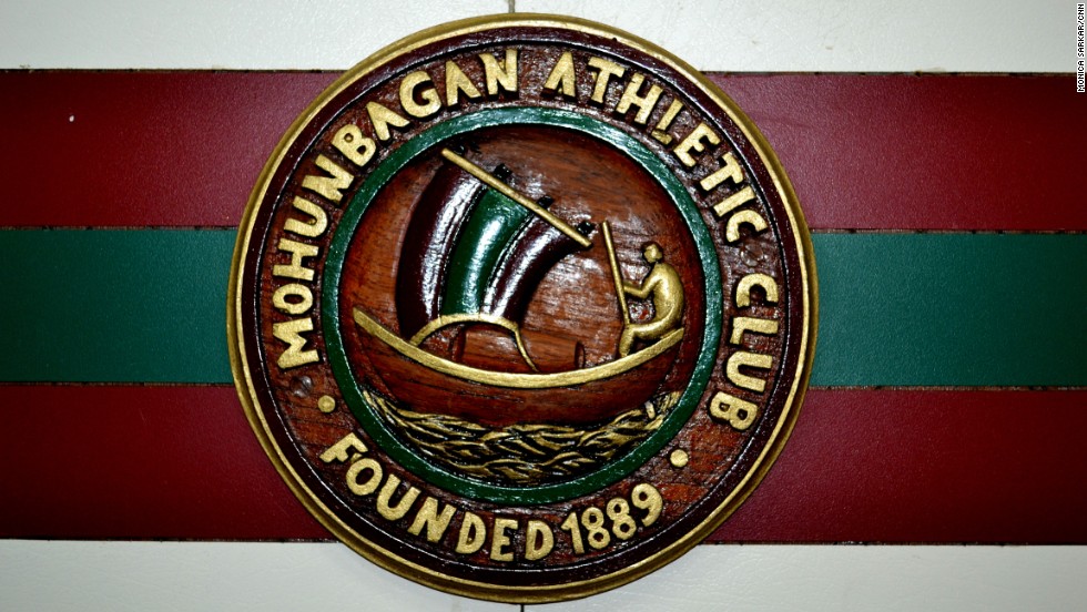 The official emblem of I-League club Mohun Bagan, displayed at its grounds. Established in 1889, Mohun Bagan is the oldest club in India. A derby match against arch rival East Bengal F.C. can pack out the 120,000-capacity Saltlake stadium.