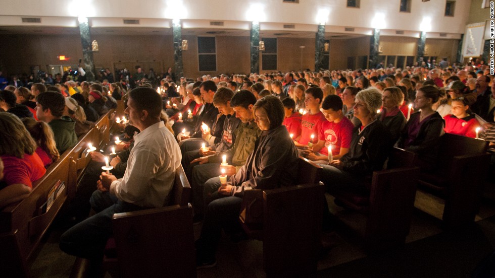 A candlelight vigil is held at St. Mary&#39;s Catholic Church in West, Texas, on Thursday, April 18.