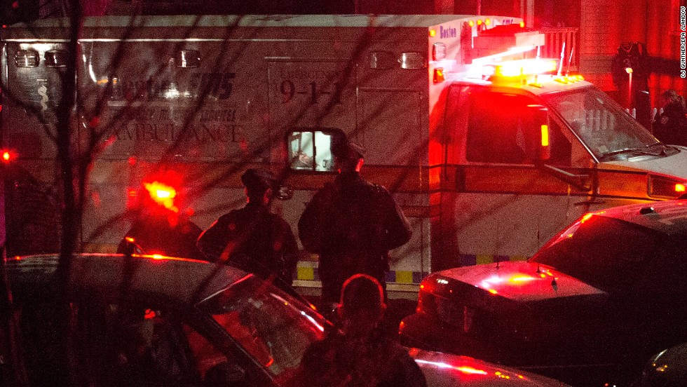 An ambulance carries Boston Marathon bombing suspect Dzhokhar Tsarnaev, 19, from the scene after he was apprehended in Watertown, Massachusetts, on April 19. 