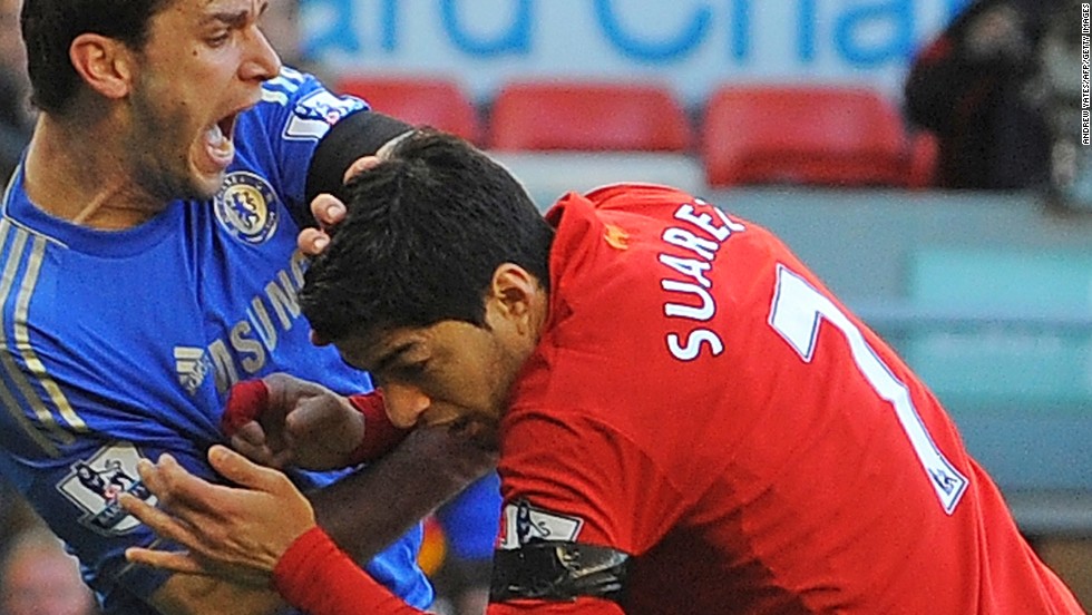  Liverpool&#39;s &lt;a href=&quot;http://www1.skysports.com/watch/video/sports/football/8663783/suarez-biting-incident&quot; target=&quot;_blank&quot;&gt;Luis Suarez has been banned for 10 games by the English Football Association for biting Chelsea&#39;s Branislav Ivanovic&lt;/a&gt; during Sunday&#39;s match at Anfield. It was the latest example of a player displaying questionable behavior in front of a vast array of television cameras. As football coverage has grown over the last two decades, so has the scrutiny placed on the stars of the &quot;beautiful game.&quot; In this gallery, CNN highlights times when players have seemingly forgotten the eyes of the world are watching...