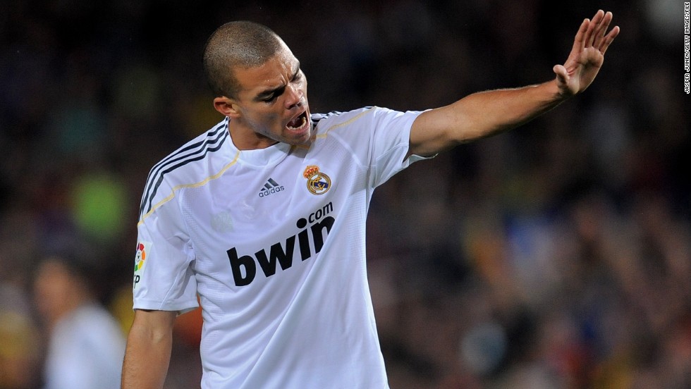 Real Madrid defender Pepe has a notoriously short fuse. The Portuguese star was handed a 10-match ban in April 2009 for violent conduct, after kicking Getafe&#39;s Javi Casquero in the back while he lay on the floor. Moments before, Pepe had brought down Casquero to concede a penalty.