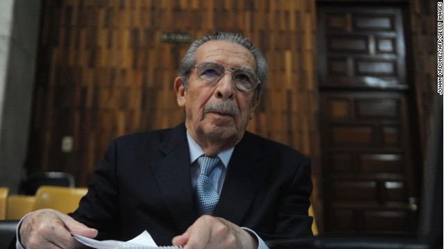 Former Guatemalan dictator General Jose Efrain Rios Montt, listens to a judge in Guatemala City on April 19, 2013. 