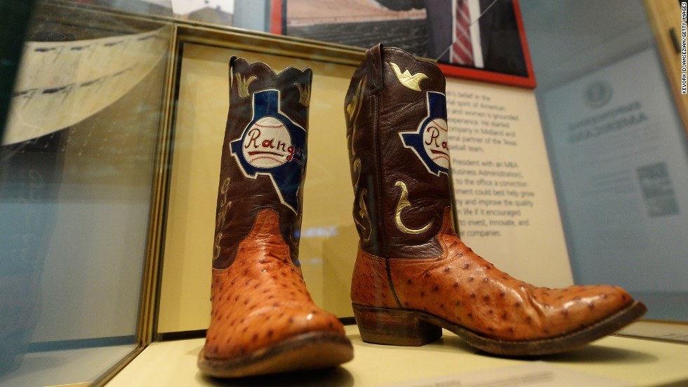 Boots commemorate George W. Bush&#39;s tenure as general managing partner of the Texas Rangers.