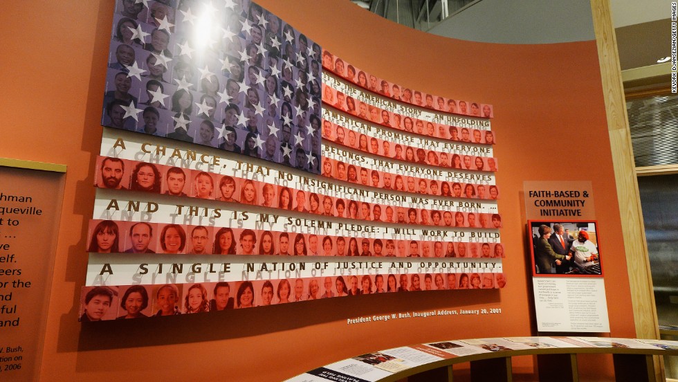 This display relates to the Bush administration&#39;s faith-based and community initiative.