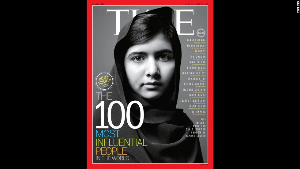 Malala was one of seven people featured on the cover of Time magazine&#39;s 100 most influential people edition in April 2013.