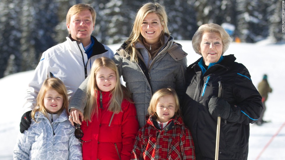 Willem-Alexander, Maxima, Beatrix, Alexia, Amalia and Ariane appear at the annual winter photocall on February 18, 2013 in Lech, Austria.