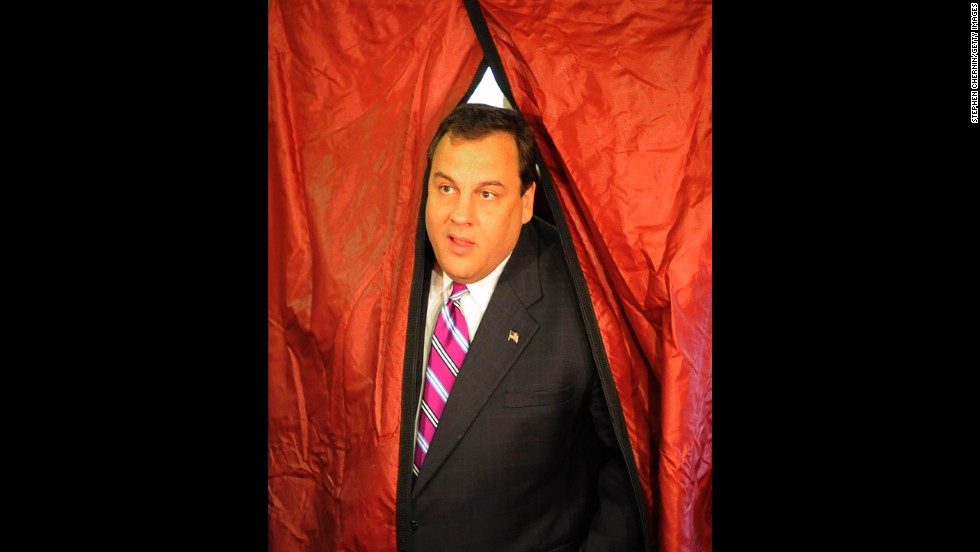 Christie exits the voting booth after casting his vote on November 3, 2009, in Mendham, New Jersey. Christie beat incumbent Democrat John Corzine for the gubernatorial position.