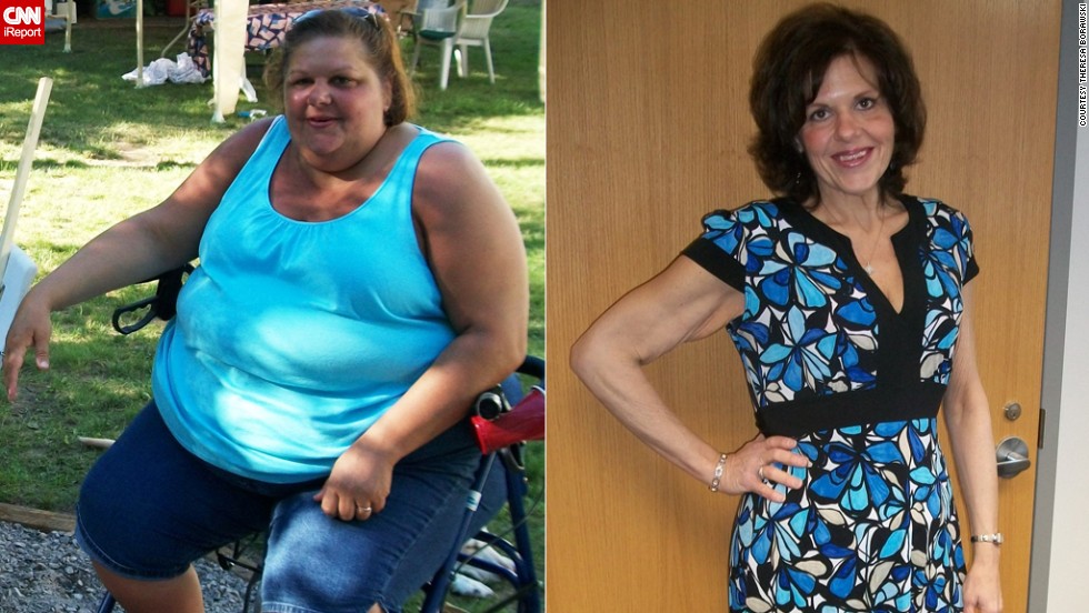 At her heaviest in March 2011, Theresa Borawski weighed 428 pounds. &quot;I could no longer participate in life&#39;s activities and was forced to become a spectator while people around me lived their life,&quot; she wrote on iReport.com. &quot;Today, &lt;a href=&quot;http://www.cnn.com/2013/05/10/health/borawski-weight-loss-irpt/index.html&quot;&gt;I am 276 pounds lighter&lt;/a&gt;, 14 jean sizes smaller, and no longer need a wheelchair, walker or cane to get around.&quot;