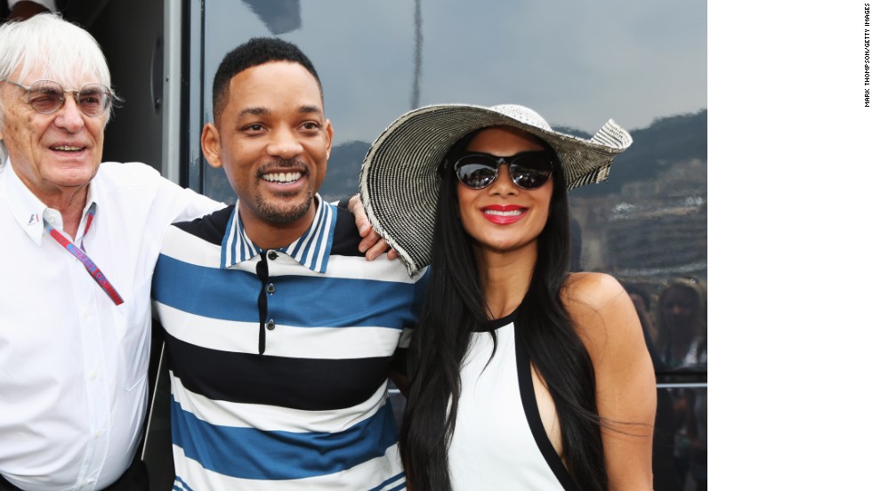 Monaco is a magnet for celebrities like Hollywood actor Will Smith and popstar Nicole Scherzinger -- who is dating Mercedes driver Lewis Hamilton. Smith and &quot;Scherzy&quot; are pictured with Formula One boss Bernie Ecclestone in 2012.
