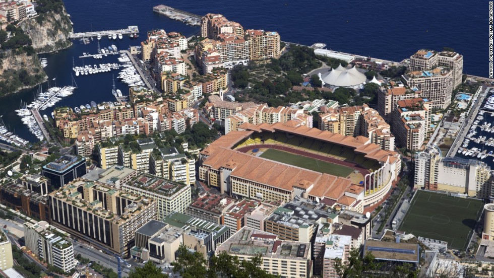 Monaco&#39;s Stade Louis II is located in the idyllic French Riviera on the Mediterranean coast. As a commercial center, the city-state has come to attract a wealthy clientele.  