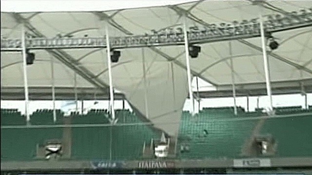 Why did soccer stadium roof collapse?