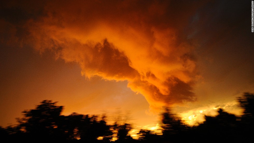 A tornado forms from a severe thunderstorm near Meridian outside of Oklahoma City on Friday, May 31.