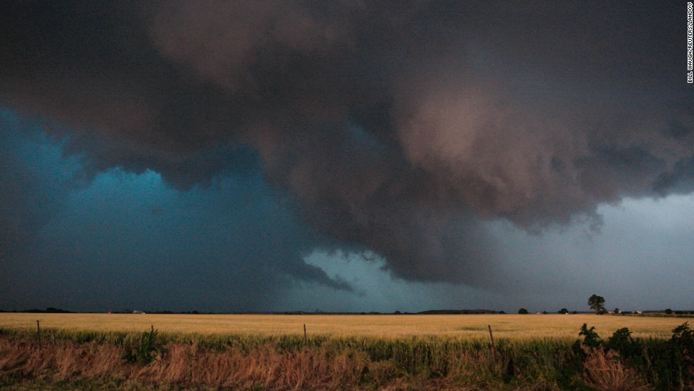 Storm clouds that produced a tornado roll through near El Reno on May 31.