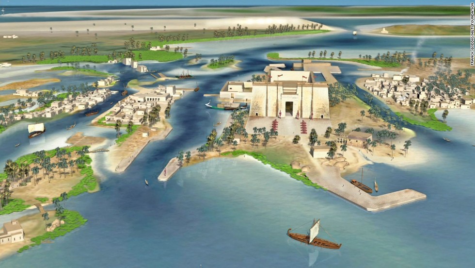 An artists&#39; rendering of what the legendary port city of Thonis-Heracleion might have looked like at its height of prosperity. 