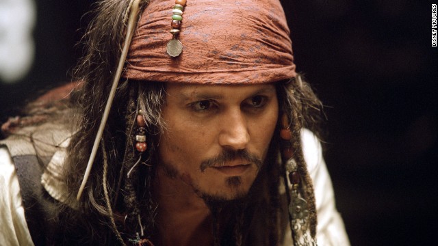 Johnny Depp i filmen från 2003: Pirates of the Caribbean: The Curse of the Black Pearl."