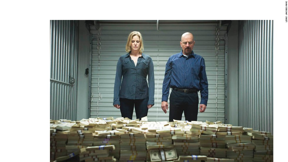 Walt and wife Skyler (Anna Gunn), a reluctant accomplice in his tenuous drug empire, visit a storage unit where she reveals to him a massive stack of unlaundered cash. &quot;I want my life back,&quot; she pleads. &quot;How big does this pile have to be?&quot;