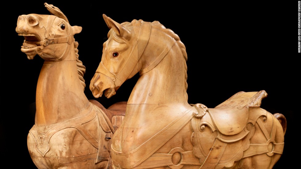 The rare artworks, including this wooden carving by German sculptors D. Muller and G. Denzel, come from a mixture of Chantilly&#39;s Condee Museum and private collections.