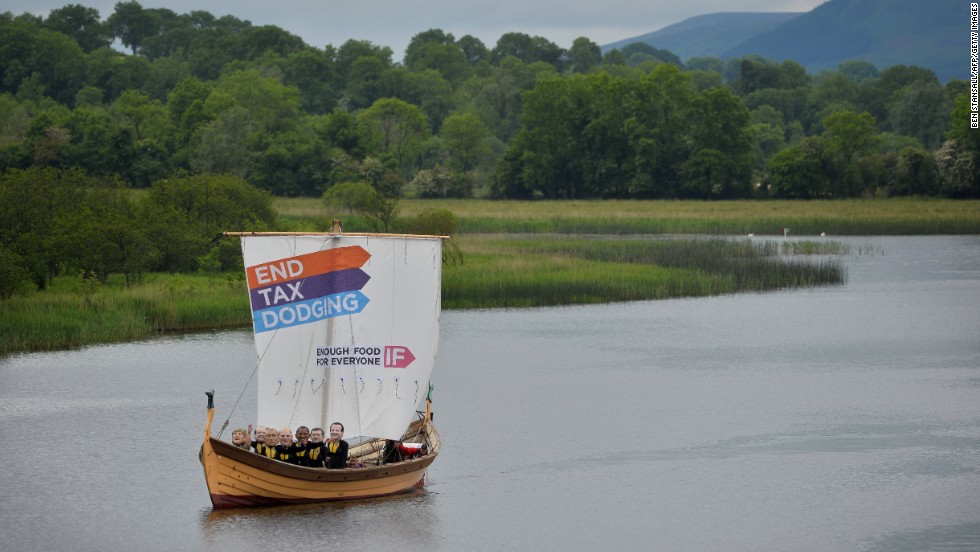 Demonstrators from the IF campaign sail around Enniskillen on June 17.