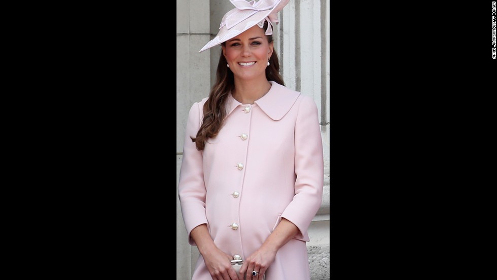 Catherine is photographed on the balcony of Buckingham Palace during the annual Trooping the Color Ceremony on June 15, 2013 in London.