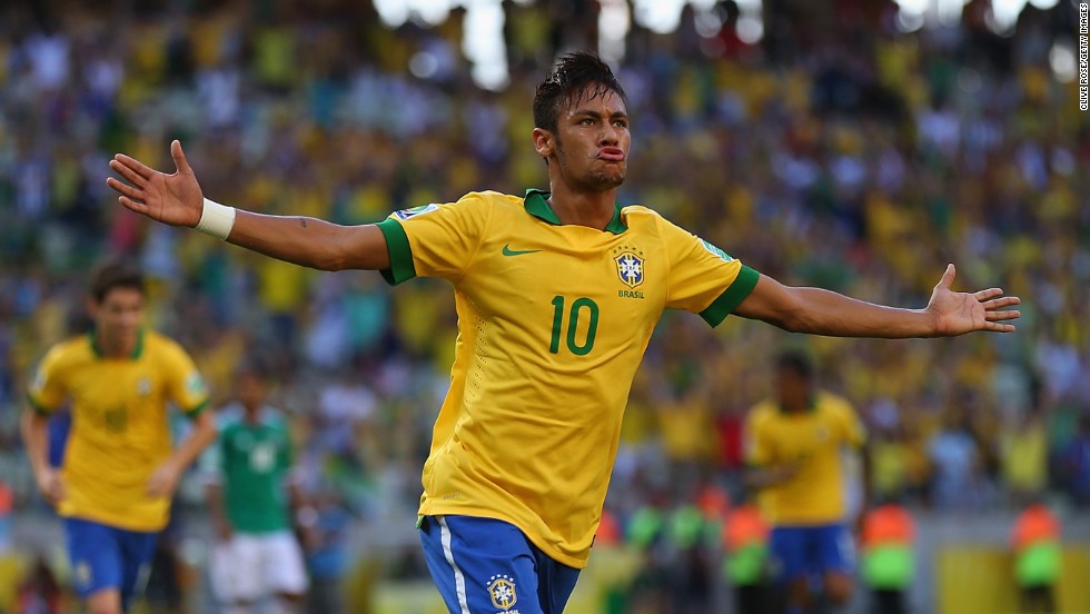 Hours after declaring himself saddened by the need for protests against Brazil&#39;s social conditions, Neymar brought joy to his compatriots with the opening goal in a 2-0 win over Mexico. 