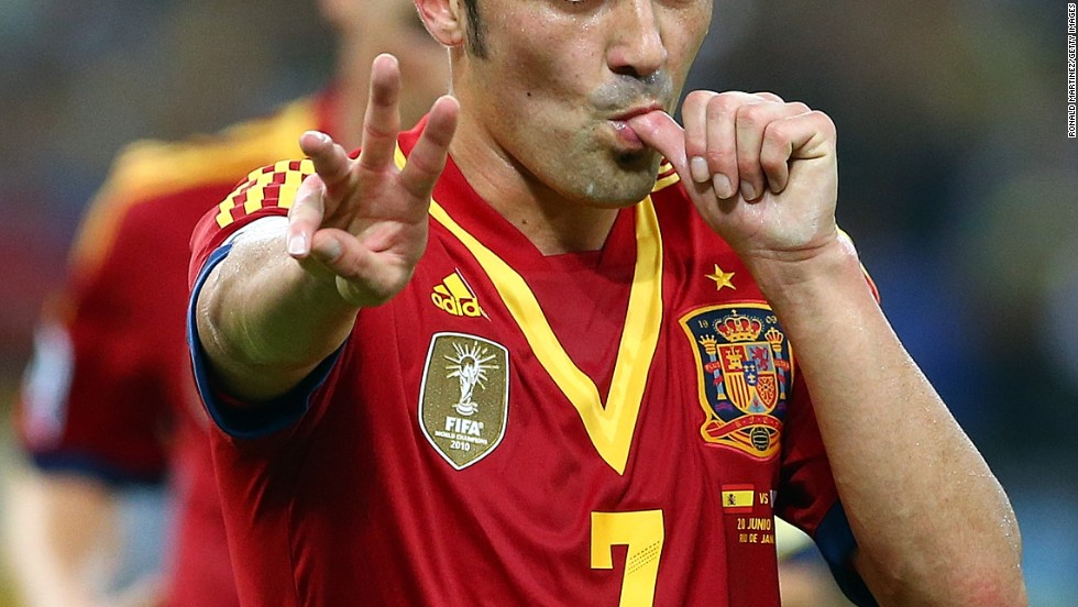 David Villa registered a hat-trick as Spain cut through Tahiti&#39;s rearguard time and time again.