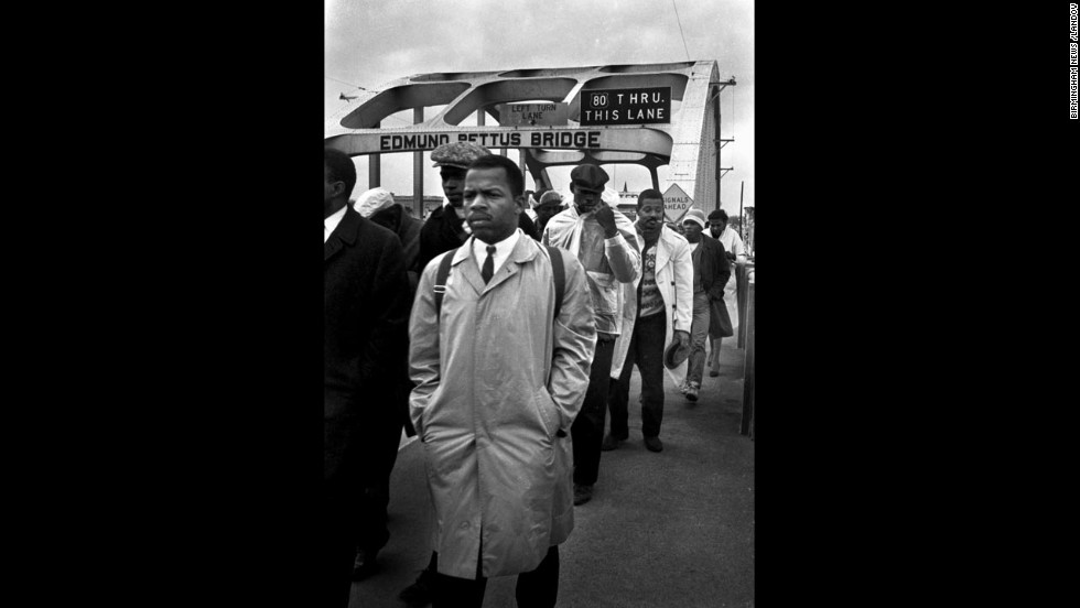John Lewis, a young activist who later became a congressman of Georgia, heads to a fateful encounter on the Edmund Pettus Bridge in Selma, Alabama during a 1965 march. Lewis was brutally assaulted by state troopers during the &quot;Bloody Sunday&quot; march that made voting rights a national issue.