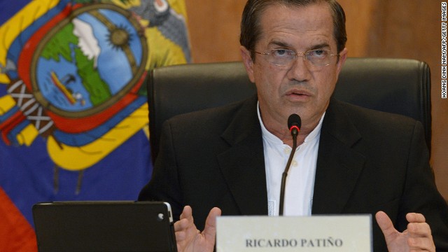 Ecuador's Foreign Minister Ricardo Patino addresses a press conference in Hanoi on June 24, 2013.