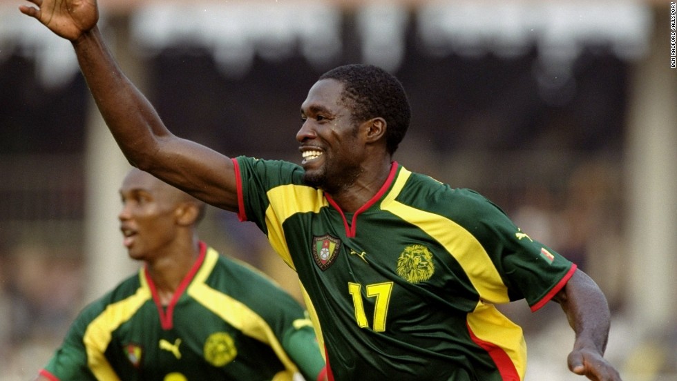 Foe celebrates his match winner in the quarterfinals of the 2000 Africa Cup of Nations, a tournament Cameroon won. Following Foe&#39;s death, Cameroon have failed to win another Nations Cup title. 