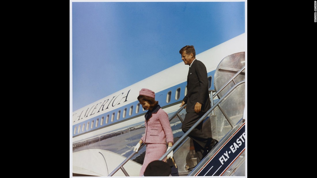 First lady Jacqueline Kennedy and the president exit SAM 26000 in Texas in November 1963, just hours before the president would be assassinated. Five months earlier, the plane had flown Kennedy to Berlin, where he delivered his historic &quot;I am a Berliner&quot; address.