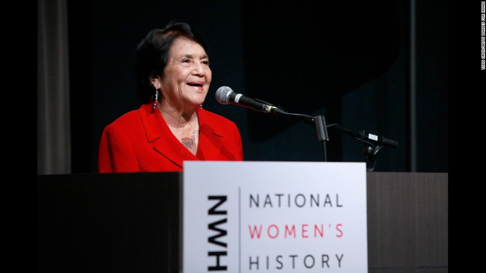 Huerta speaks at the National Women&#39;s History Museum during an event honoring Huerta and Jennifer Siebel Newson on October 25, 2012, in Los Angeles.