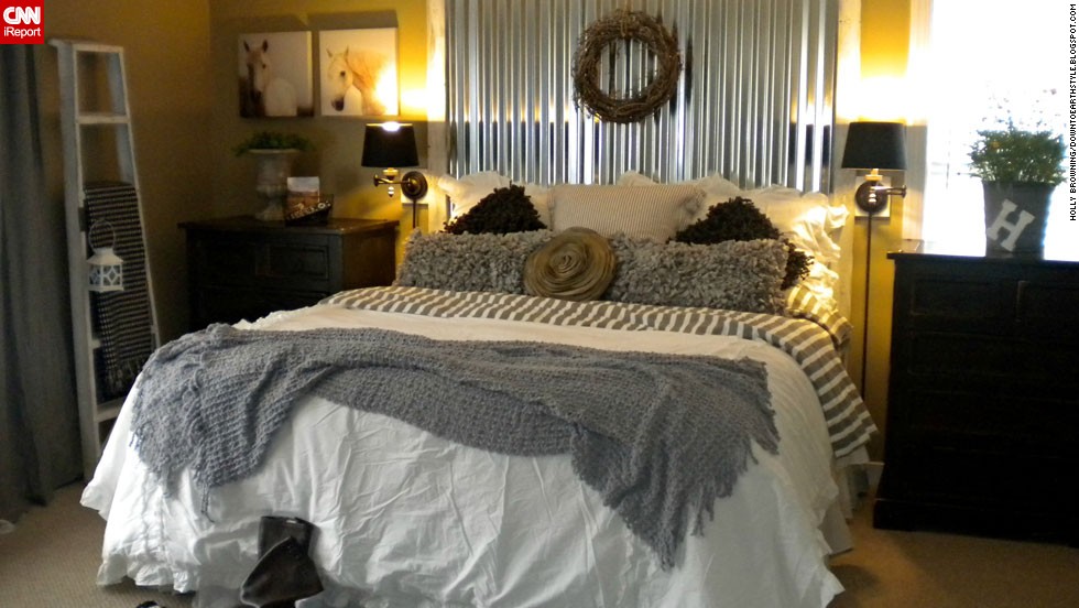 &lt;a href=&quot;http://ireport.cnn.com/docs/DOC-997650&quot;&gt;Holly Browning,&lt;/a&gt; from Midlothian, Virginia, says she automatically feels relaxed and sexy when she lies down in her bed. Her Shabby Chic bedroom that &lt;a href=&quot;http://downtoearthstyle.blogspot.com/&quot; target=&quot;_blank&quot;&gt;combines vintage and industrial accents&lt;/a&gt; is also focused on texture, especially in the bedding.
