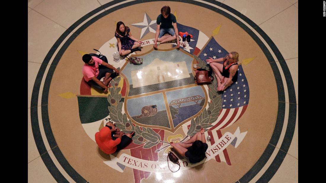 Opponents of an abortion bill chant outside a hearing at the Capitol in July 2013.