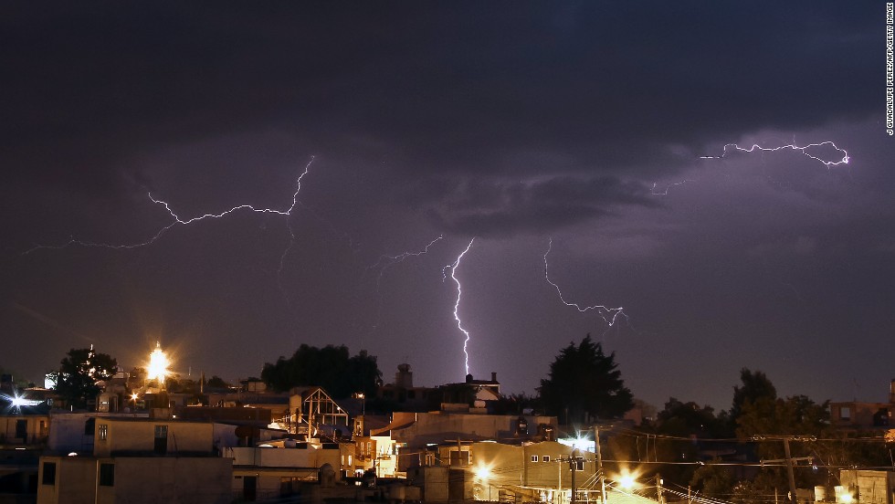 A lightning strikes the San Nicolas Panotla community in the state of Tlaxcala, Mexico, on Tuesday, July 2.