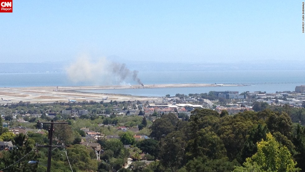 iReporter Sven Duenwald was at home on July 6 when he saw smoke rising into the air near the San Francisco International Airport.