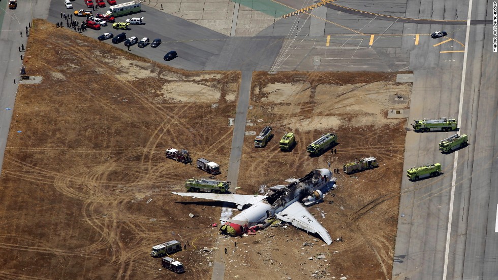 An aerial photo of the scene on July 6 shows the extent of the plane&#39;s damage.
