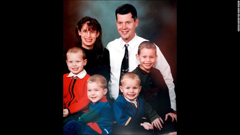 Andrea Yates was charged with capital murder in the 2001 deaths of her five children. After her initial conviction was overturned, Yates was found not guilty by reason of insanity and was ordered to a mental hospital on July 26, 2006. A family photo shows Andrea Yates; her husband, Russell; and their four boys, Luke, Paul, John and Noah.