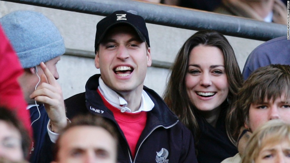 The couple cheers on the English rugby team during the Six Nations Championship match in London in February 2007.