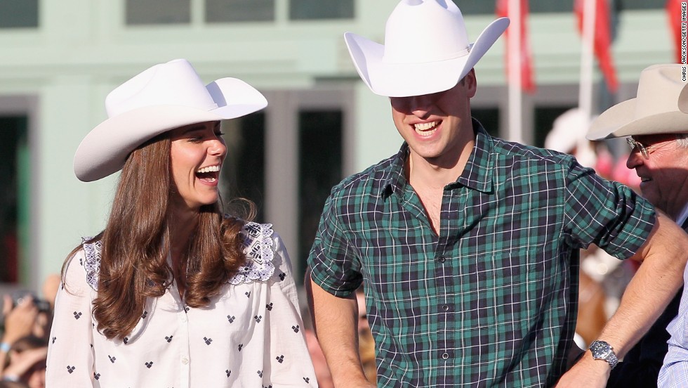 The newly married royal couple watches a rodeo demonstration at a government reception in Calgary, Alberta, in July 2011.