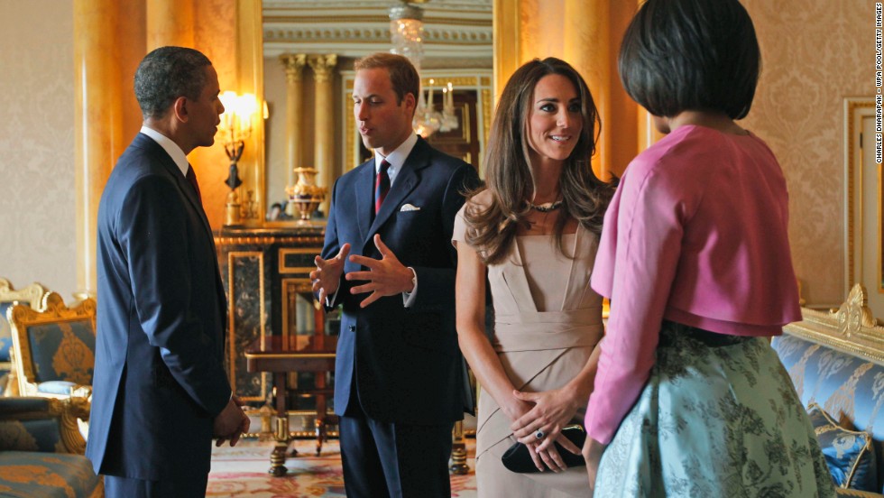 The Obamas meet with the royal couple at Buckingham Palace in May 2011.