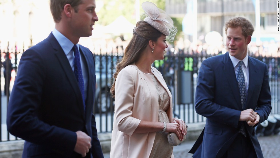 In June 2013, William, Catherine and Prince Harry arrive at Westminster Abbey for a celebration marking the 60th anniversary of Queen Elizabeth II&#39;s coronation.