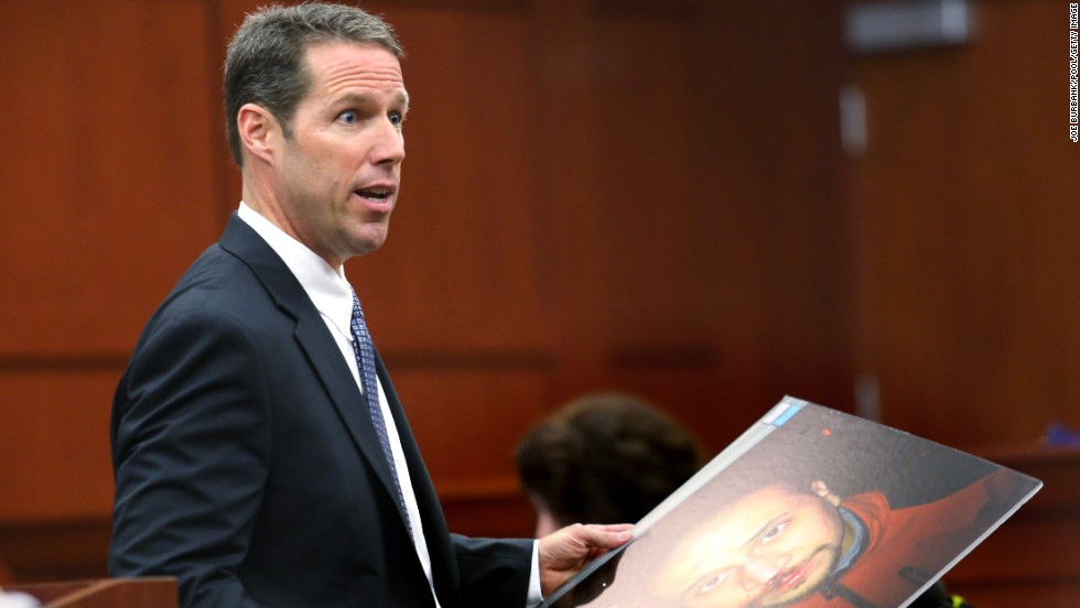 Prosecutor John Guy addresses the jury with his closing rebuttal during Zimmerman&#39;s murder trial on Friday, July 12. &quot;He shot him because he wanted to,&quot; Guy told jurors, saying that Zimmerman didn&#39;t have to shoot 17-year-old Martin.