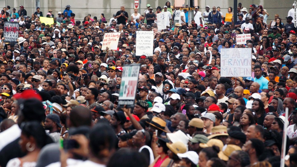 Thousands of people gathered outside the Richard B. Russell Federal Building in downtown Atlanta as part of the network of vigils on July 20.