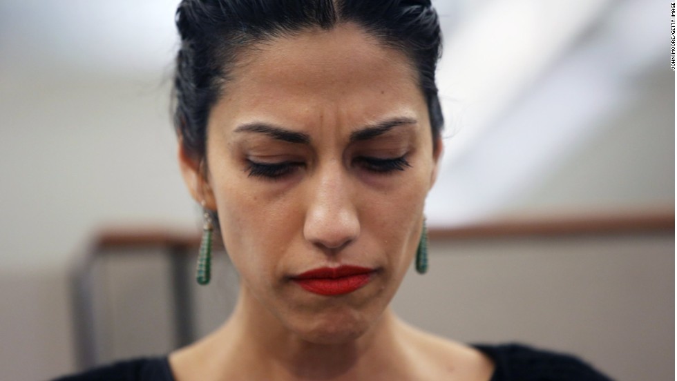Abedin appeared beside her husband and made brief remarks backing him. &quot;What I want to say is I love him, I have forgiven him, I believe in him, and as I have said from the beginning, we are moving forward,&quot; said Abedin.