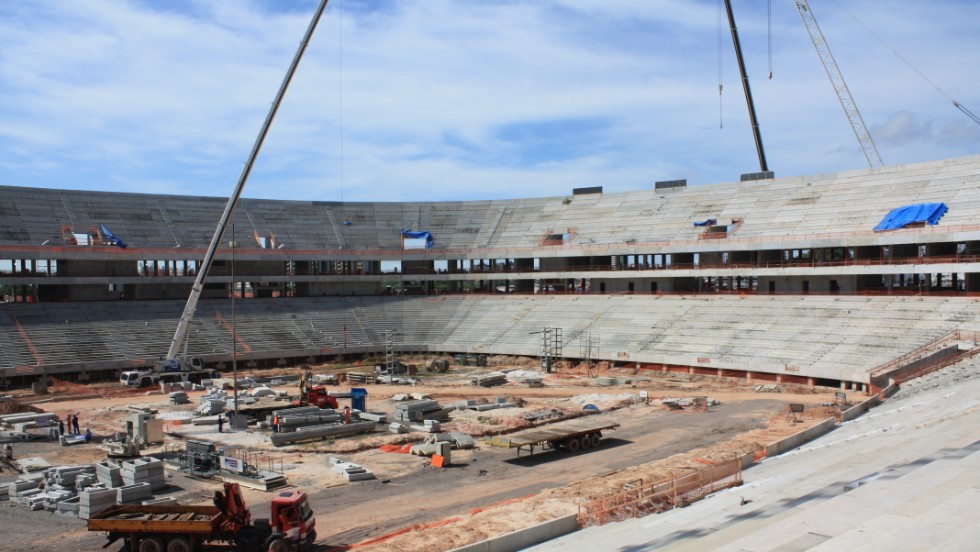 Construction continues at the Arena da Amazonia in June 2013.