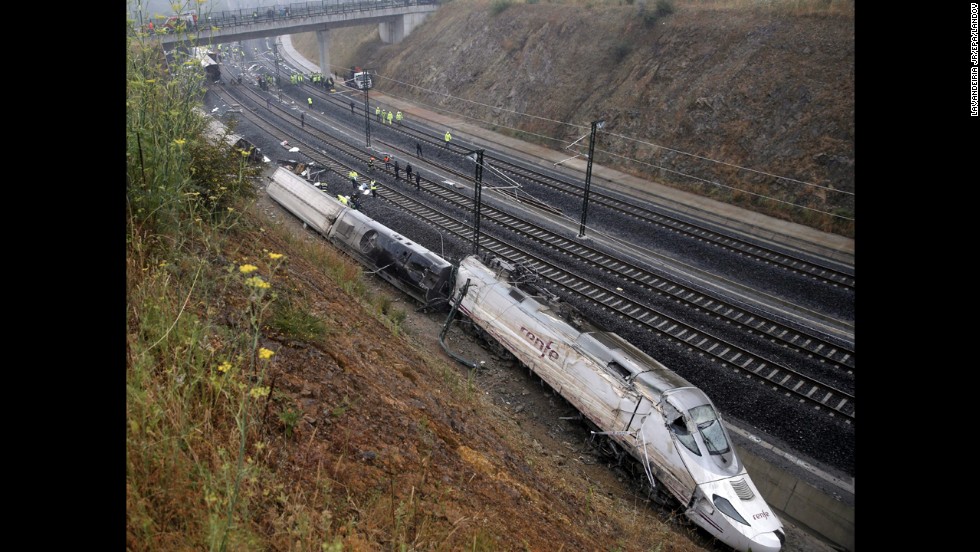 A general view of the derailment in northwestern Spain on July 25.