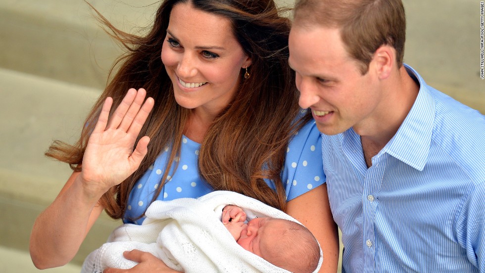 The Duke and Duchess and their newborn son depart St. Mary&#39;s Hospital in London in July 2013.