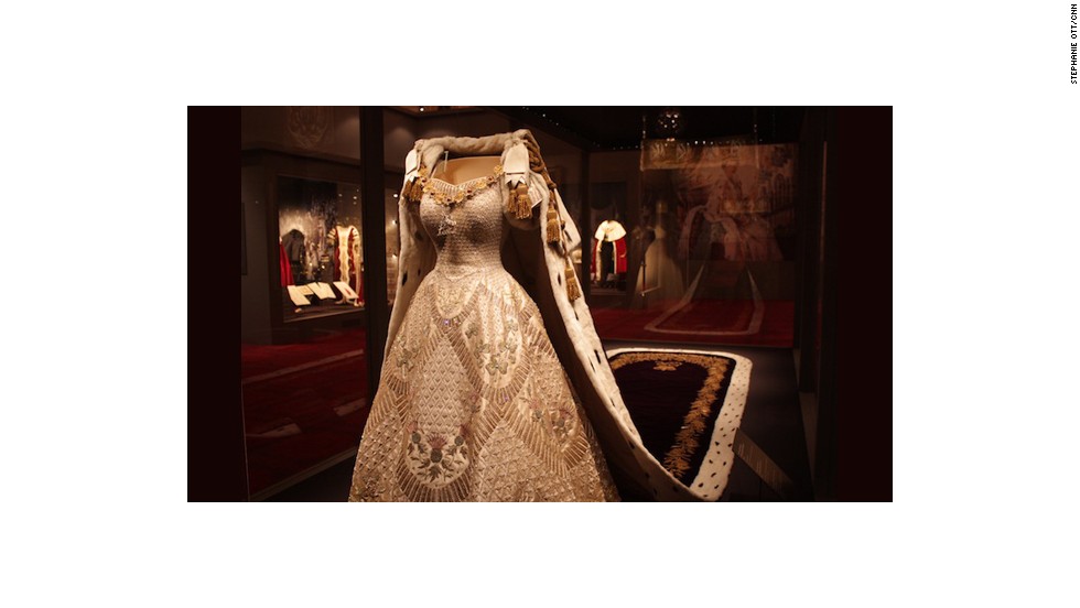 Queen Elizabeth II&#39;s coronation dress and robe. 