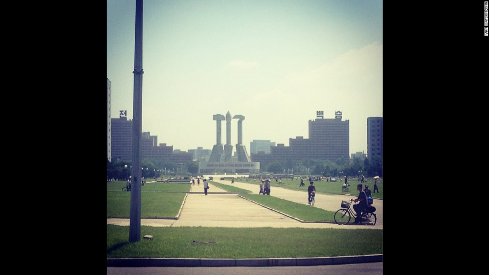 The Communist nation also proudly displays in Pyongyang the signs of its ideology -- &lt;a href=&quot;http://instagram.com/p/cOGfPqCDb8/&quot; target=&quot;_blank&quot;&gt;the hammer and the sickle here &lt;/a&gt;loom over visitors and locals alike in the city.
