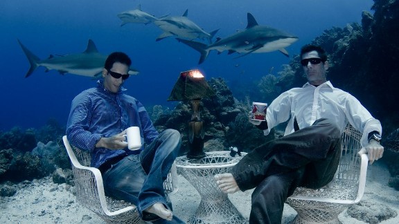 Freedivers Sip Coffee With Sharks 30 Meters Under Sea Cnn